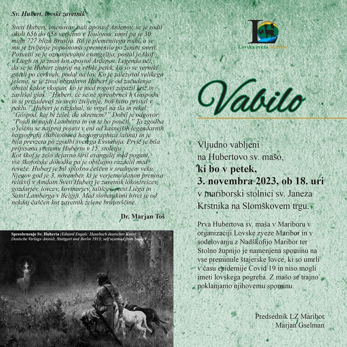vabilo LZMB Hubertova masa novo